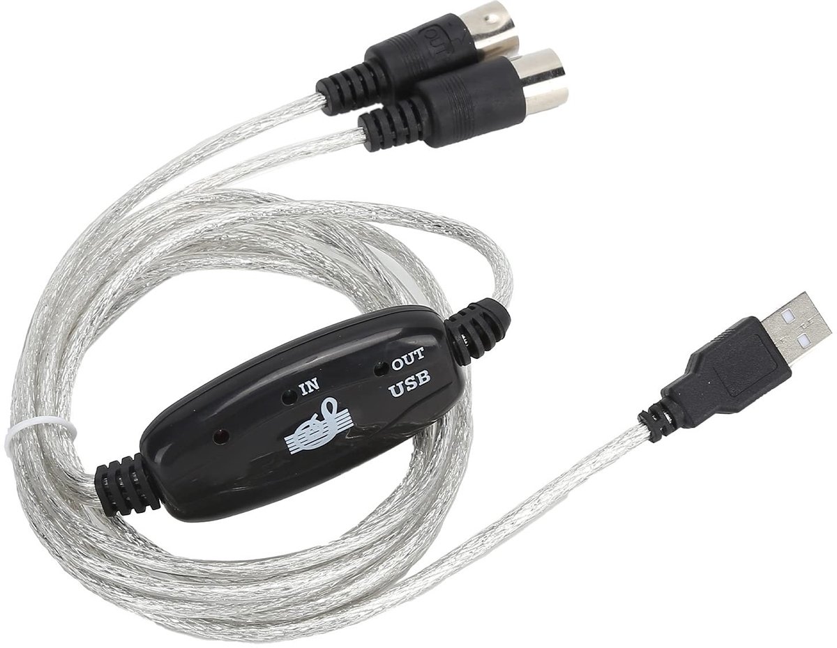 Dailygoods - Dailygoody - Universele MIDI-naar-USB-kabel - 5-pins Interfacekabel - Plug-and-play - 6.5ft - Geschikt voor Toetsenbord en Synthesizers - Eenvoudige v