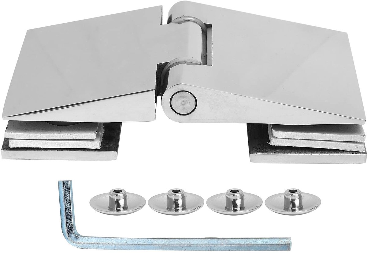 Dailygoods - Dailygoody - Glazen deurklem - Roestvrijstalen scharnier - Voor 8-12 mm glas - Badkamerscharnier - Duurzaam en stevig - Perfect voor douchedeuren