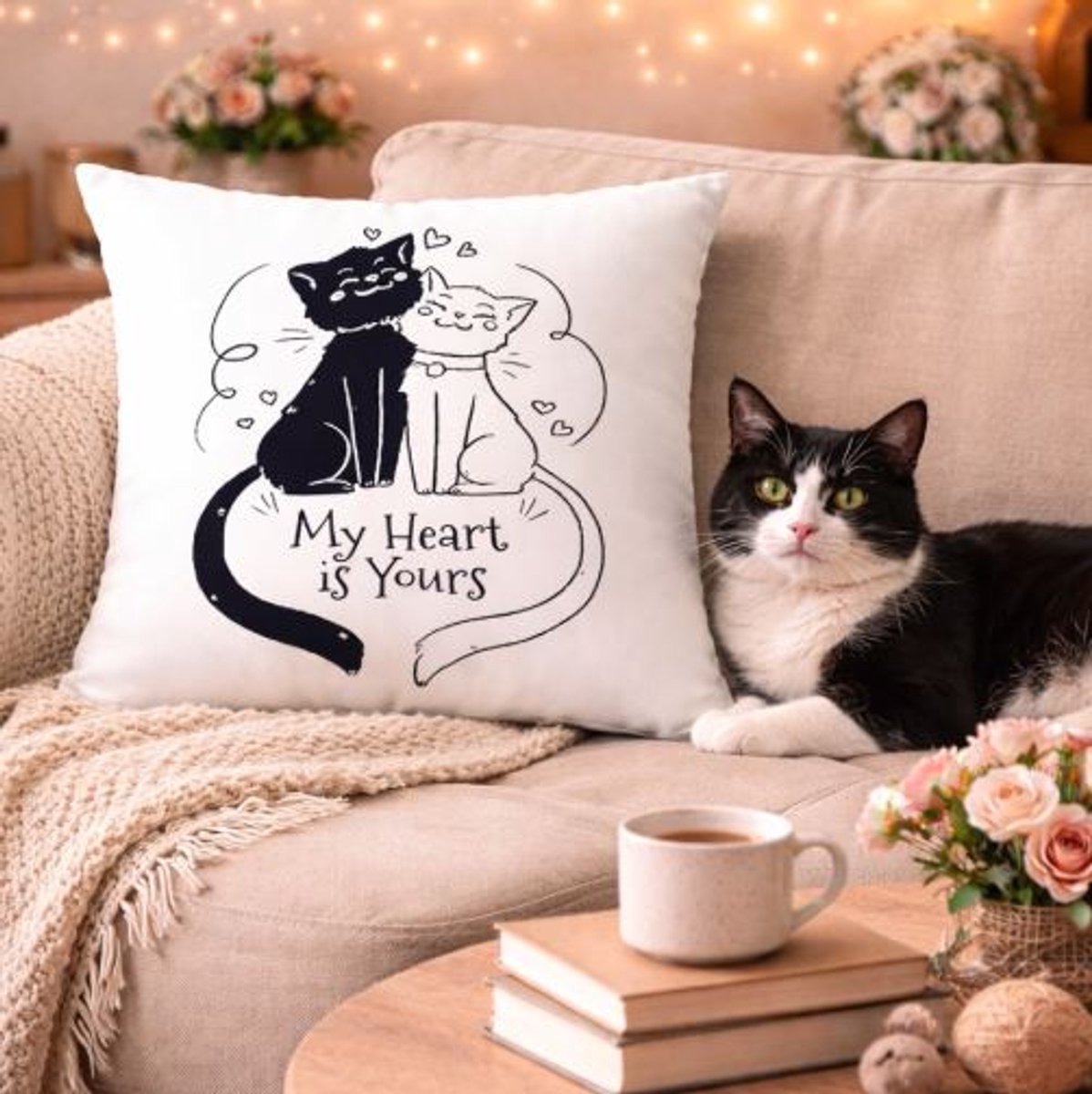 Purrfect Love Collection Kussenhoes - 45x45 cm