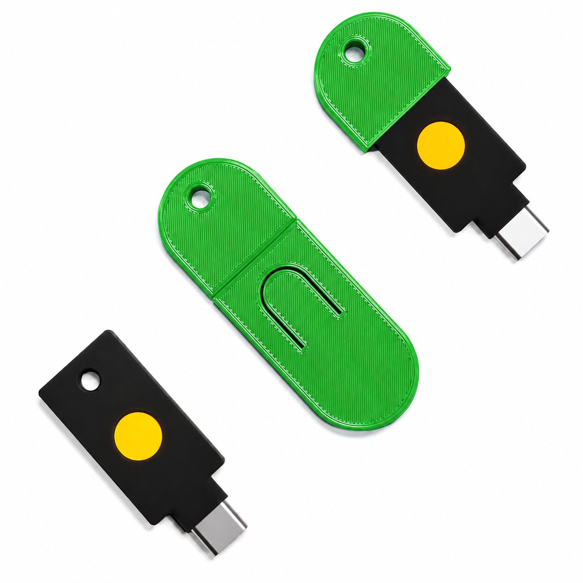 YubiKey 5C NFC Beschermhoes Sleutelhanger - YubiKey Case - YubiKey Cover - USB C Security Key Case - NFC USB-C Protector Voor YubiKey 5C NFC - Krasbestendige Opbergcase Voor Sleutelbos En Zakgebruik - 2FA Security Key Holder - Groen