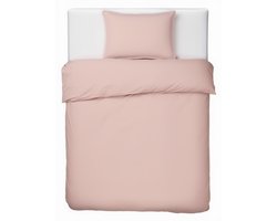 HUSH Living Dekbedovertrek percale - 100% katoen - 200TC - extra fris en koel - sterk en slijtvast - 140x220+20cm - 60x70cm kussensloop - oudroze