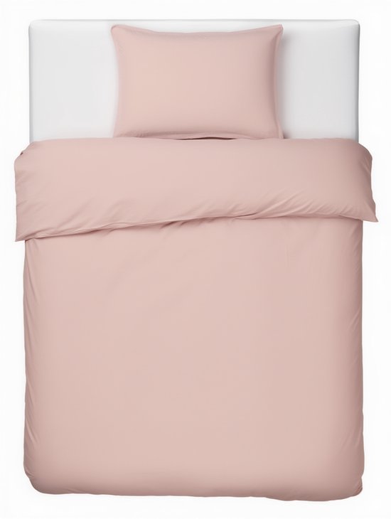 HUSH Living Dekbedovertrek percale - 100% katoen - 200TC - extra fris en koel - sterk en slijtvast - 140x220+20cm - 60x70cm kussensloop - oudroze
