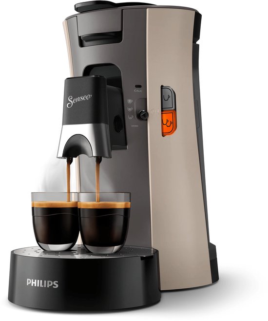 Philips Senseo Select Koffiepadmachine CSA240/30 - Keuze uit 1 of 2 Kopjes - Instelbare Intensiteit - Automatische Uitschakeling - Nougat en Kasjmiergrijs