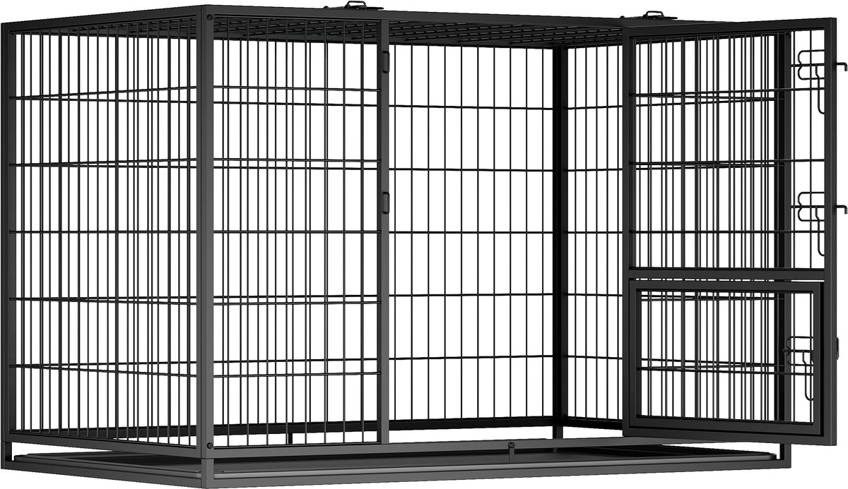 Feandrea - Hondenbench - Hondenbench met Dubbele Deuren - Gemakkelijk te Reinigen - Voor Grote en Middelgrote Honden
