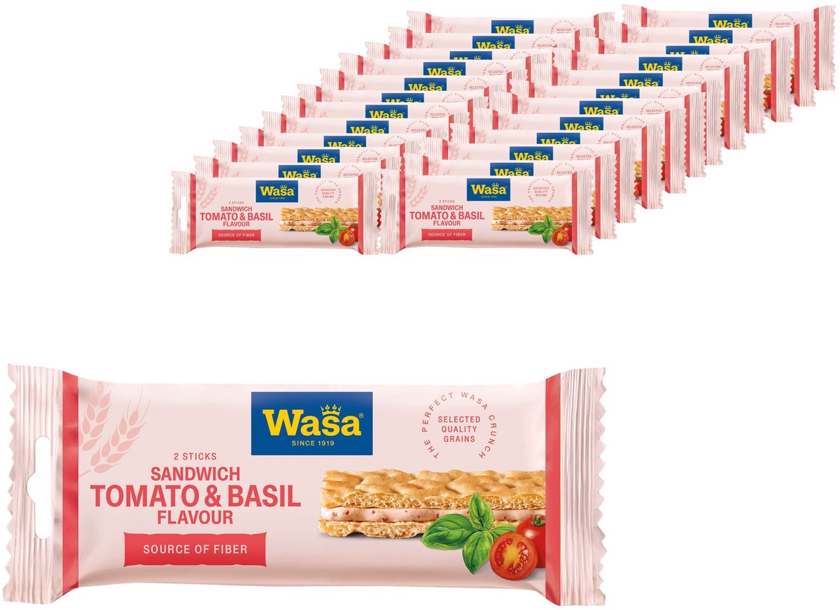Wasa sandwich cheese tomato & basil - 24-pack 40g