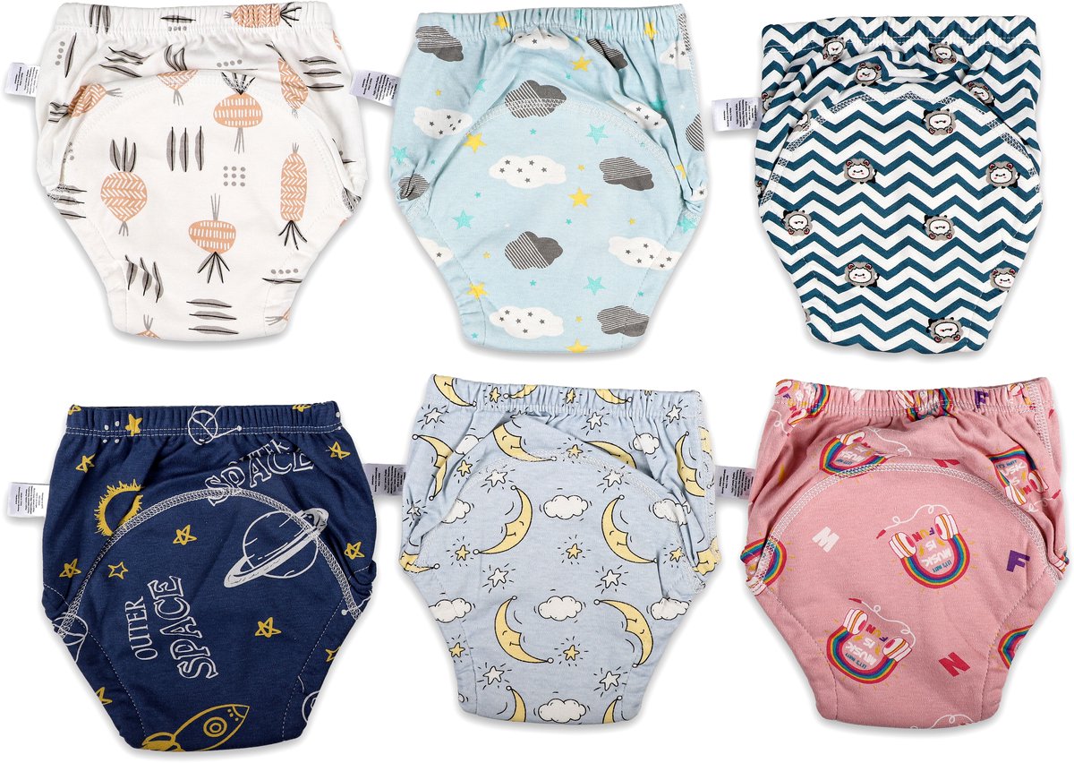 Bummy - Zindelijkheidsbroekjes - Oefenbroekjes zindelijkheid - 6 Stuks - Maat L (14,5-17kg) - Trainingsbroekjes - Wasbaar & Waterdicht - Zacht Premium Katoen - REACH-getest