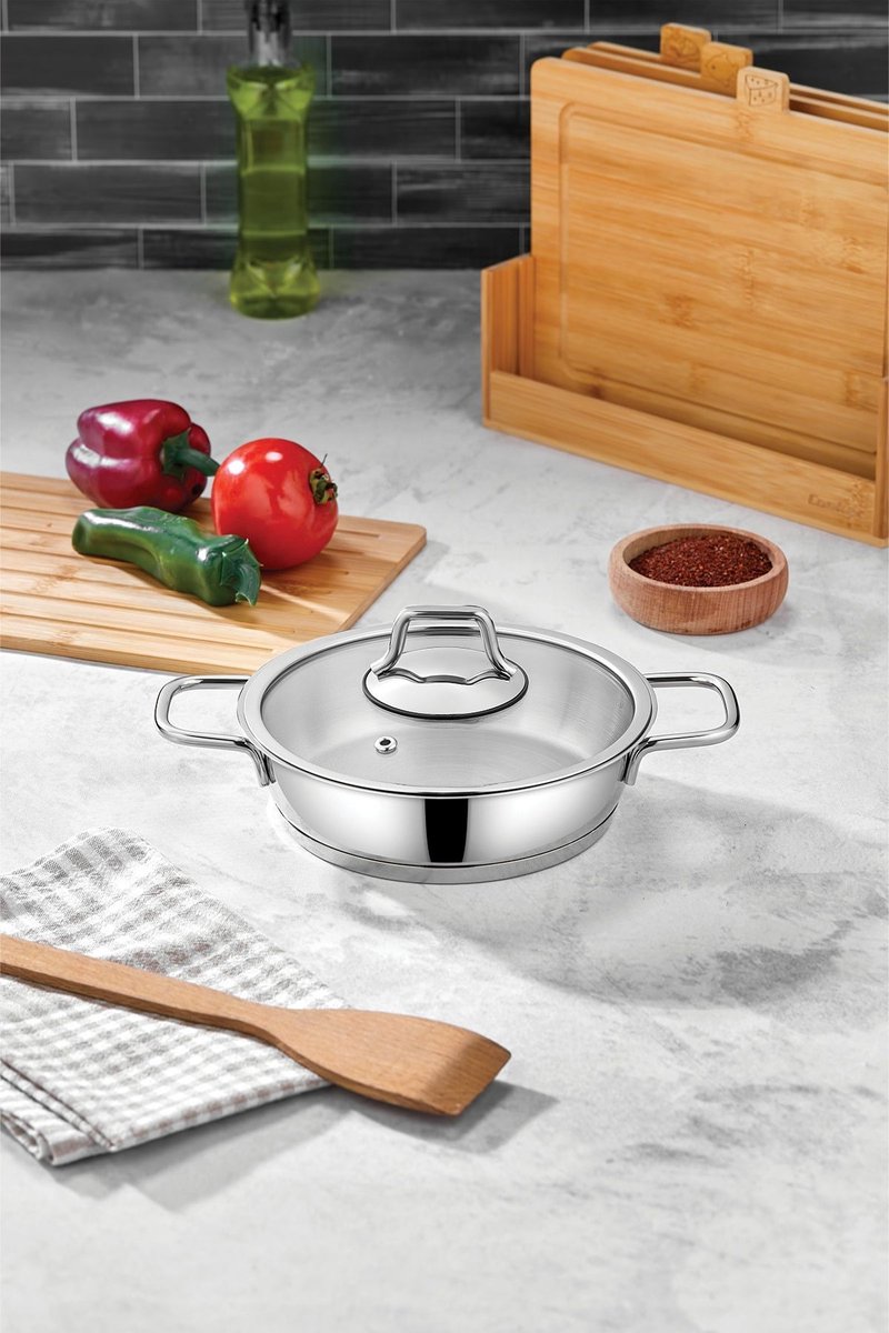 PoloChef Proline - RVS Sahan 16 cm – Roestvrijstalen Koekenpan – Turkse Sauspan – Inductie