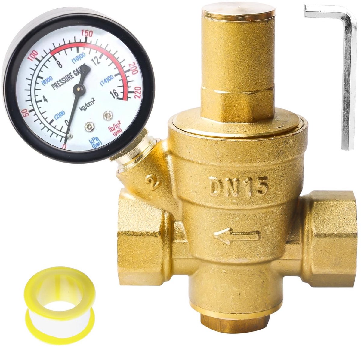 Dailygoods - 1/2 inch DN15 Waterdrukregelaar met Manometer
