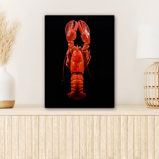 Homard cuit à la vapeur sur une toile de fond noir 2cm 30x40 cm - petit - Tirage photo sur toile (Décoration murale salon / chambre) / Animaux sauvages Peintures sur toile