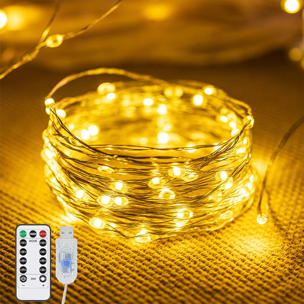 Dailygoods - Led Lichtsnoer voor Binnen met 50 Warmwitte Leds