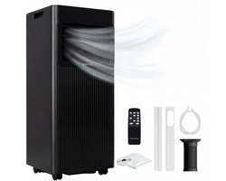 Auronic Mobiele Airco - 9.000 BTU - 3-in-1 - Airconditioning met 2 Raamafdichtingskits - Ventilator - Ontvochtiger - tot 25m² koelen - Zwart