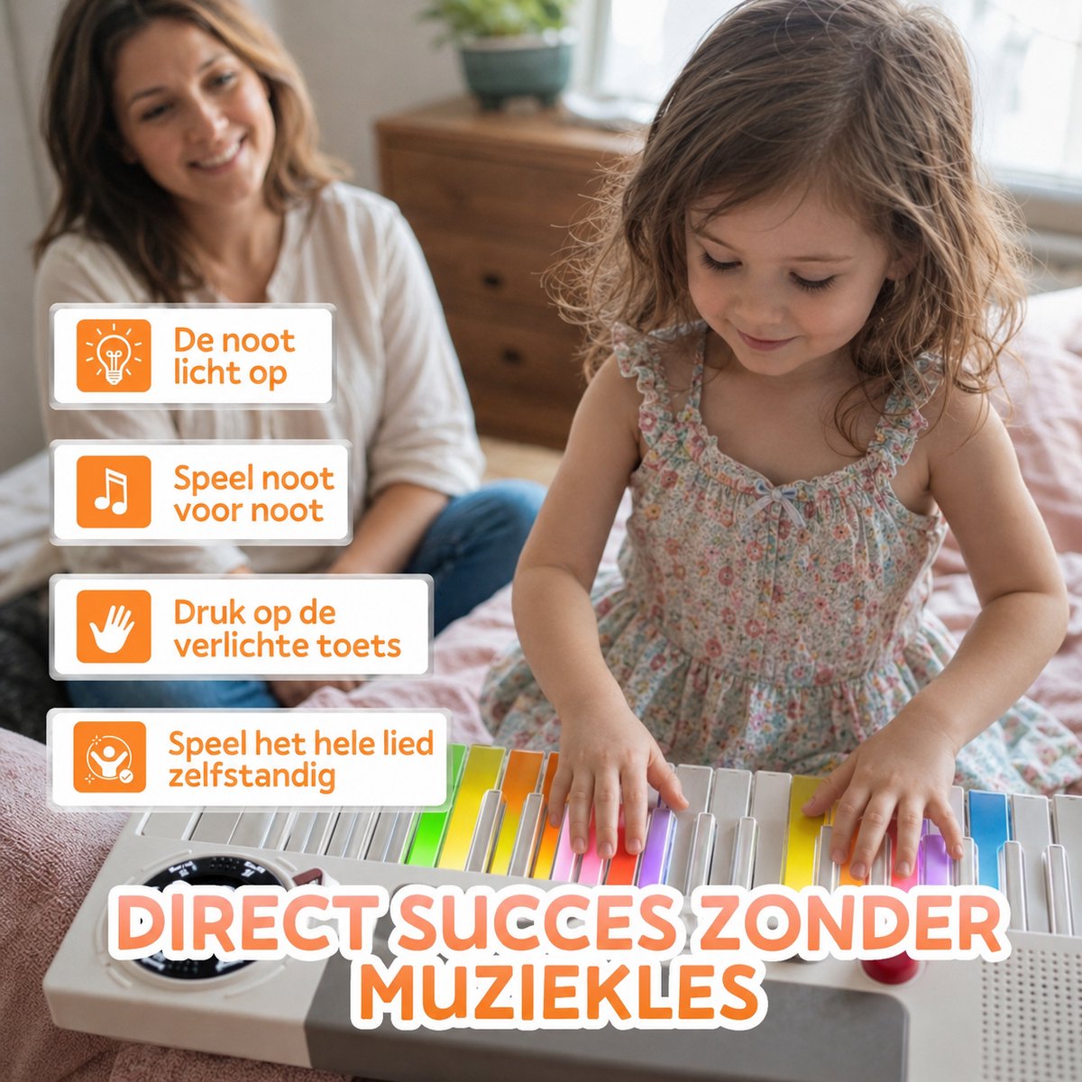 Keyboard voor Kinderen – Educatieve Speelgoed Piano met 37 Oplichttoetsen – Keyboard Piano Kind – 87 Liedjes & 22 Instrumentgeluiden – Educatief Speelgoed Instrument — afbeelding 7