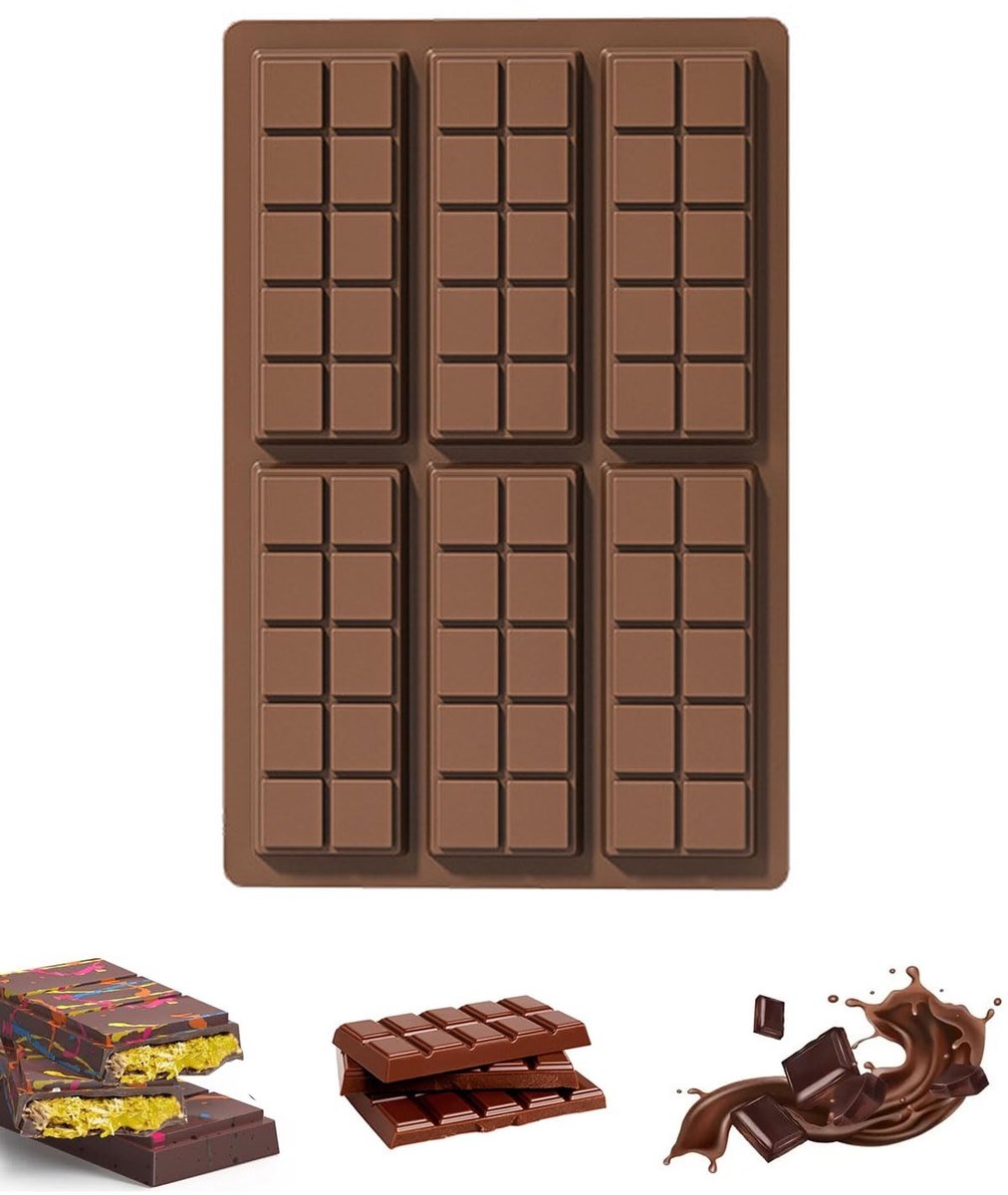 Dailygoods - Siliconen Chocoladevorm voor 6 Chocoladereepjes, BPA-vrij