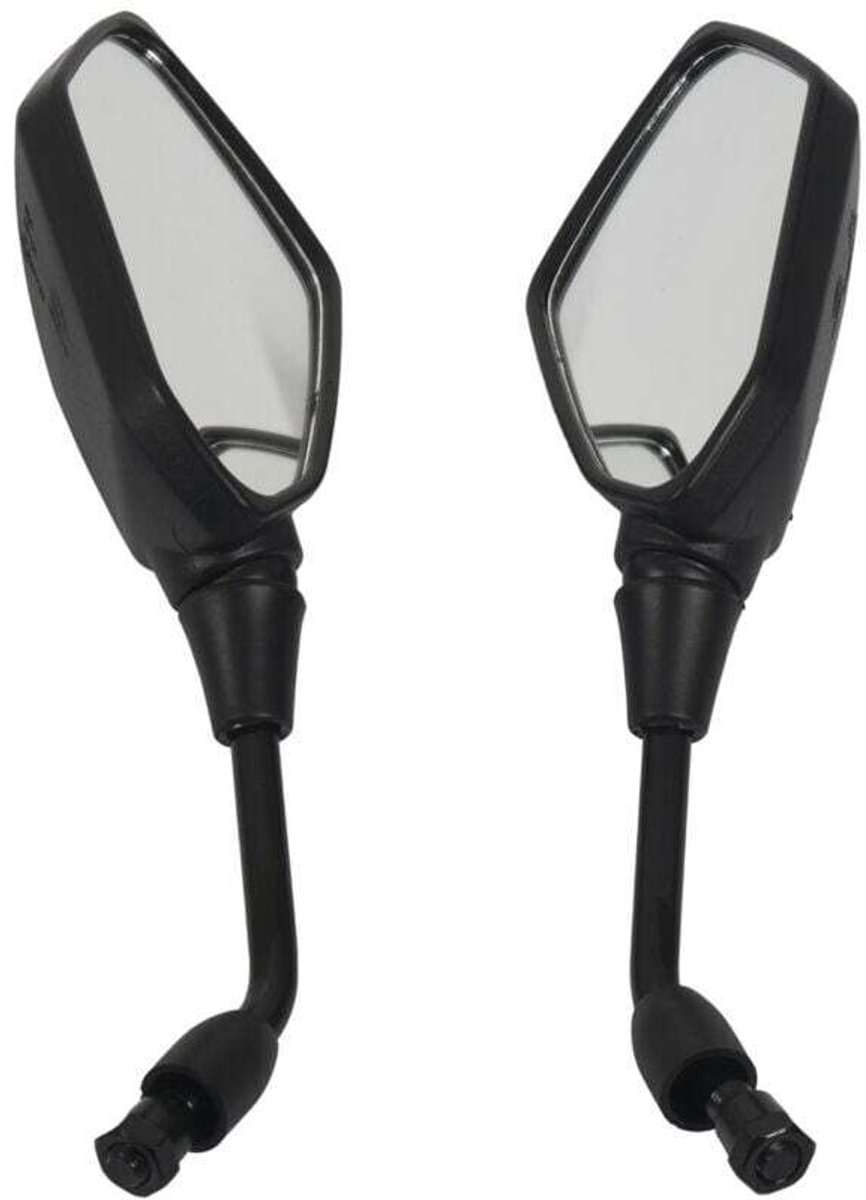 Grote tweedelige motorfiets achteruitkijkspiegel, zwart, verchroomd, geschikt voor scooters, achteruitkijkspiegel, zijspiegel, 10 mm.