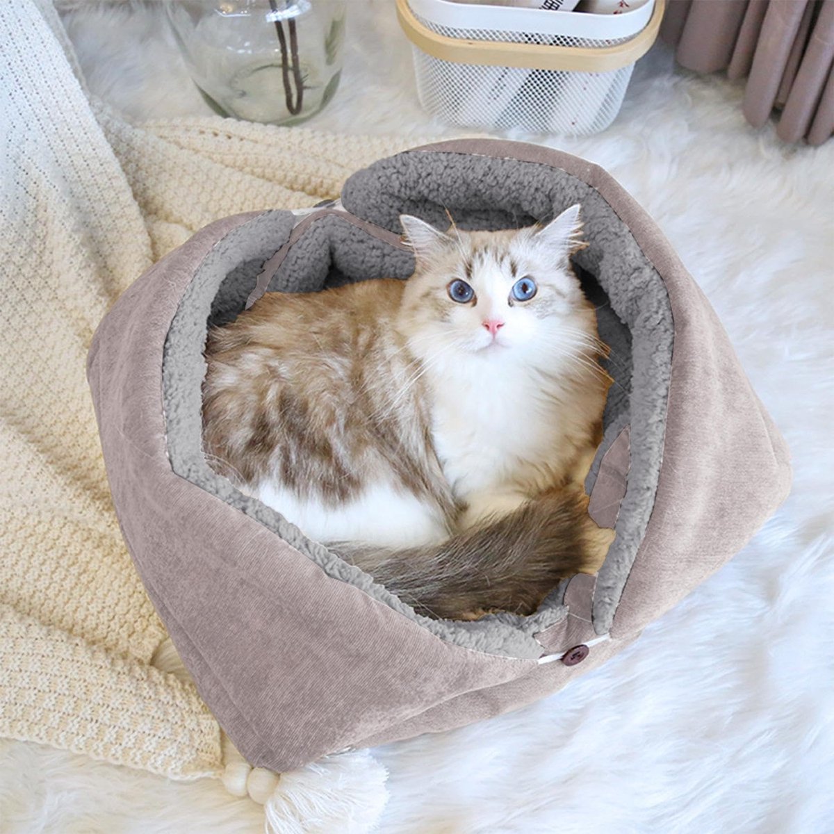 Zelfverwarmend Kattenbed Mat - Katten en kleine honden, 3 functies in één bed, warme huisdiermat voor binnen, herfst en winter, zacht kussen voor kittens en puppy's, zelfverwarmend kattenbed