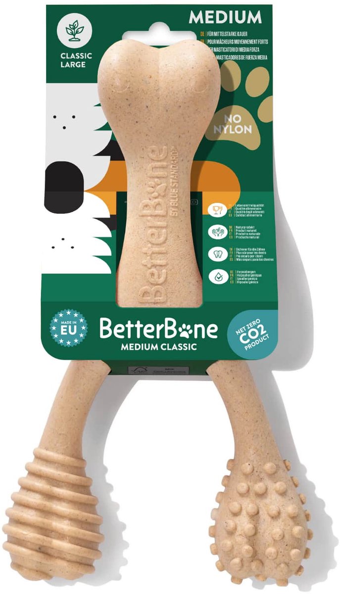 BetterBone Kauwbot Hond - Large Medium Classic - Natuurlijk Kauwspeelgoed voor Grote Honden - Nylonvrij & Duurzaam