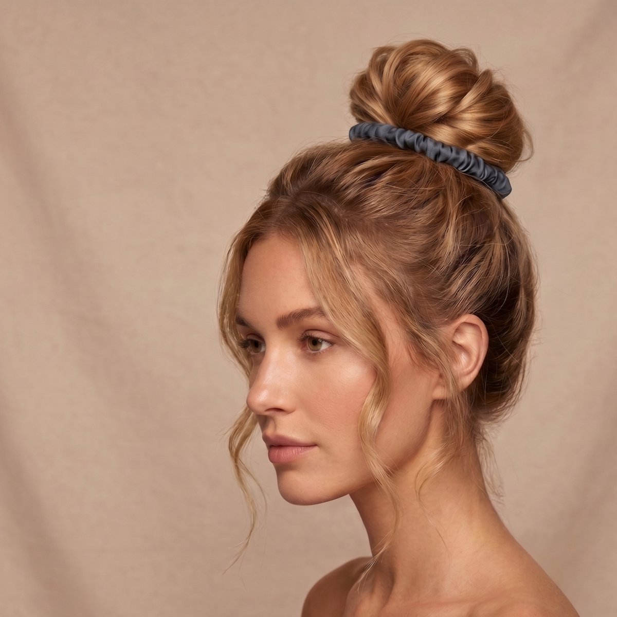 YOSMO - 100 % Zijden haar elastiek - Scrunchie - moerbei zijde - 3 stuks - voordeelbundel - antraciet