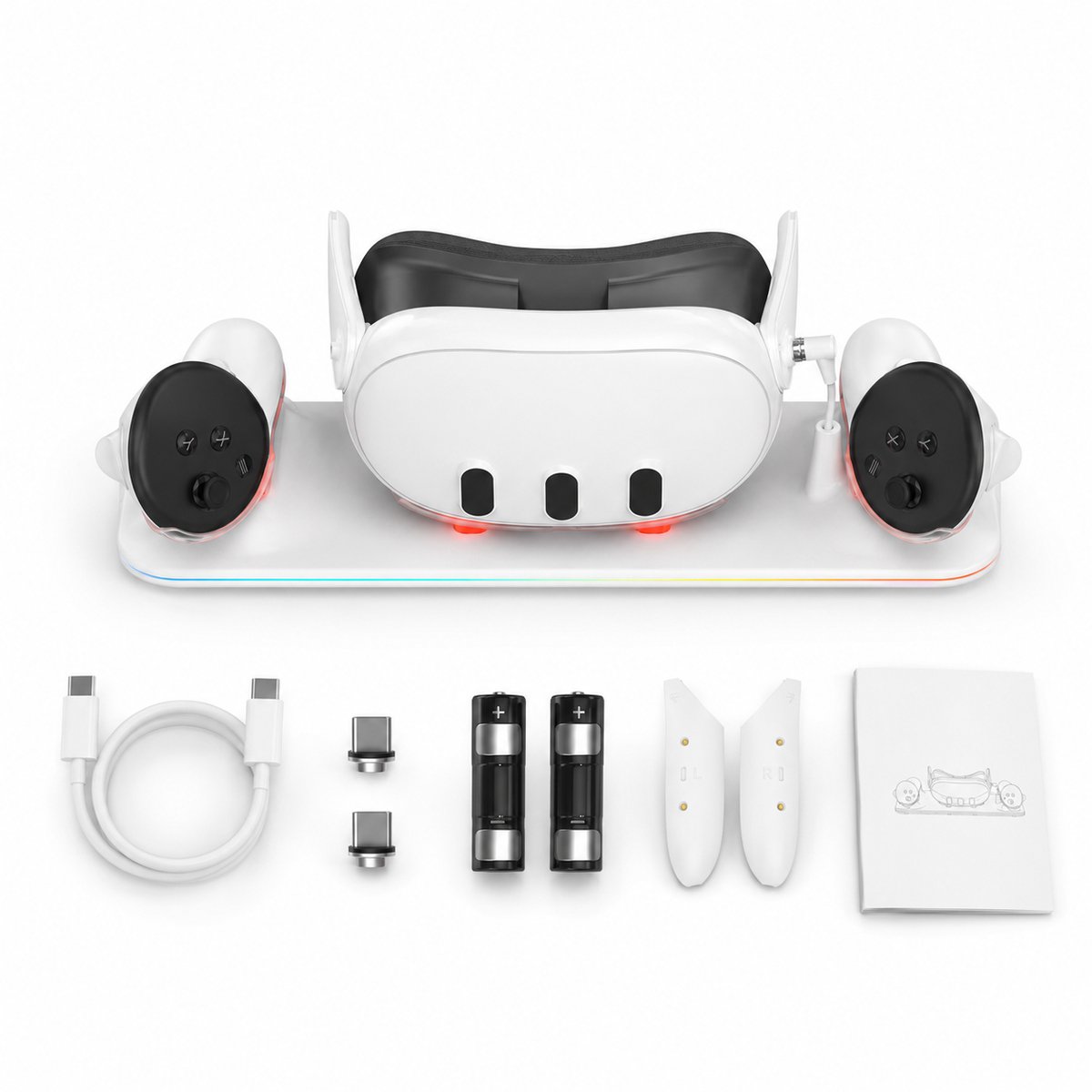 Gloovon® - VR Oplaadstation - Console Standaard - Oplaadstandaard Controller Oplader - Oculus Quest 3 Accessoires - Geschikt voor Meta Quest 3 - Wit