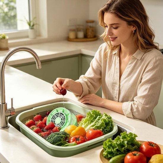 Draagbare Fruitwasser - Pesticiden Reiniger - USB-Fruitreiniger - 4 Instelbare Standen - Produce Purifier - Groente- En Fruitreiniger - Keukengebruik - Geschikt Voor Het Reinigen Van Fruit, Groenten En Vlees - Groen — afbeelding 2