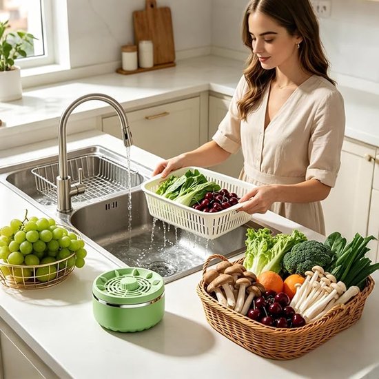 Draagbare Fruitwasser - Pesticiden Reiniger - USB-Fruitreiniger - 4 Instelbare Standen - Produce Purifier - Groente- En Fruitreiniger - Keukengebruik - Geschikt Voor Het Reinigen Van Fruit, Groenten En Vlees - Groen — afbeelding 4