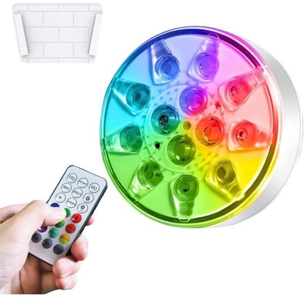 Onderdompelbare LED-zwembadlamp, IP68 waterdicht, 16 RGB-kleuren, inclusief afstandsbediening, oplaadbare zwembadlamp.