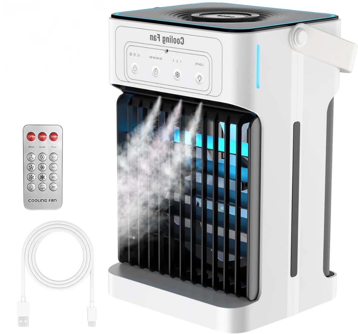 MKSS® Mobiele Airco Zonder Afvoer - Draagbare Airconditioner - Kleine Ventilator - Wit