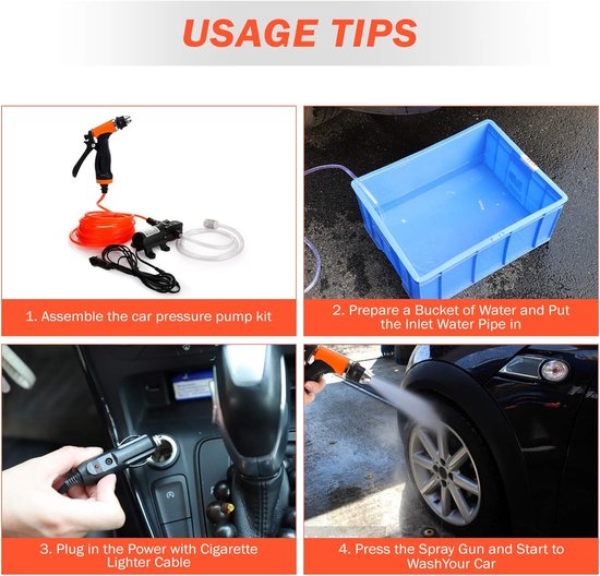 Hogedrukreinigers - Membraampomp - Waterpomp - Drinkwaterpomp - 12v - Auto Was Set - Voor Auto, Tuin, Huisdieren — afbeelding 4