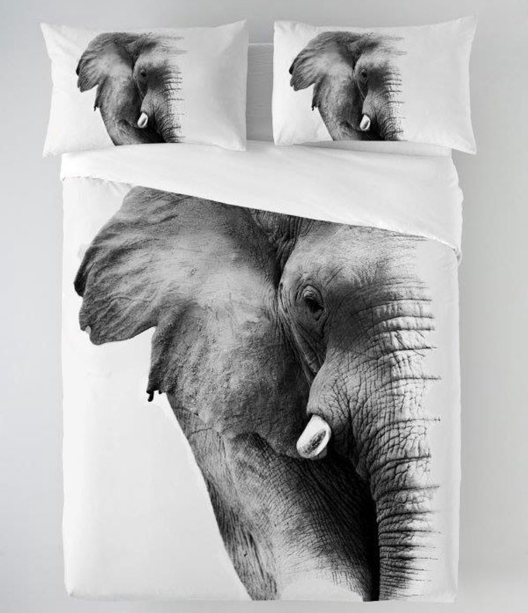 Sleeptime Elephant Dekbedovertrek - Lits-Jumeaux - 240X200/260 + 2 x kussenslopen 60x70 - Zwart
