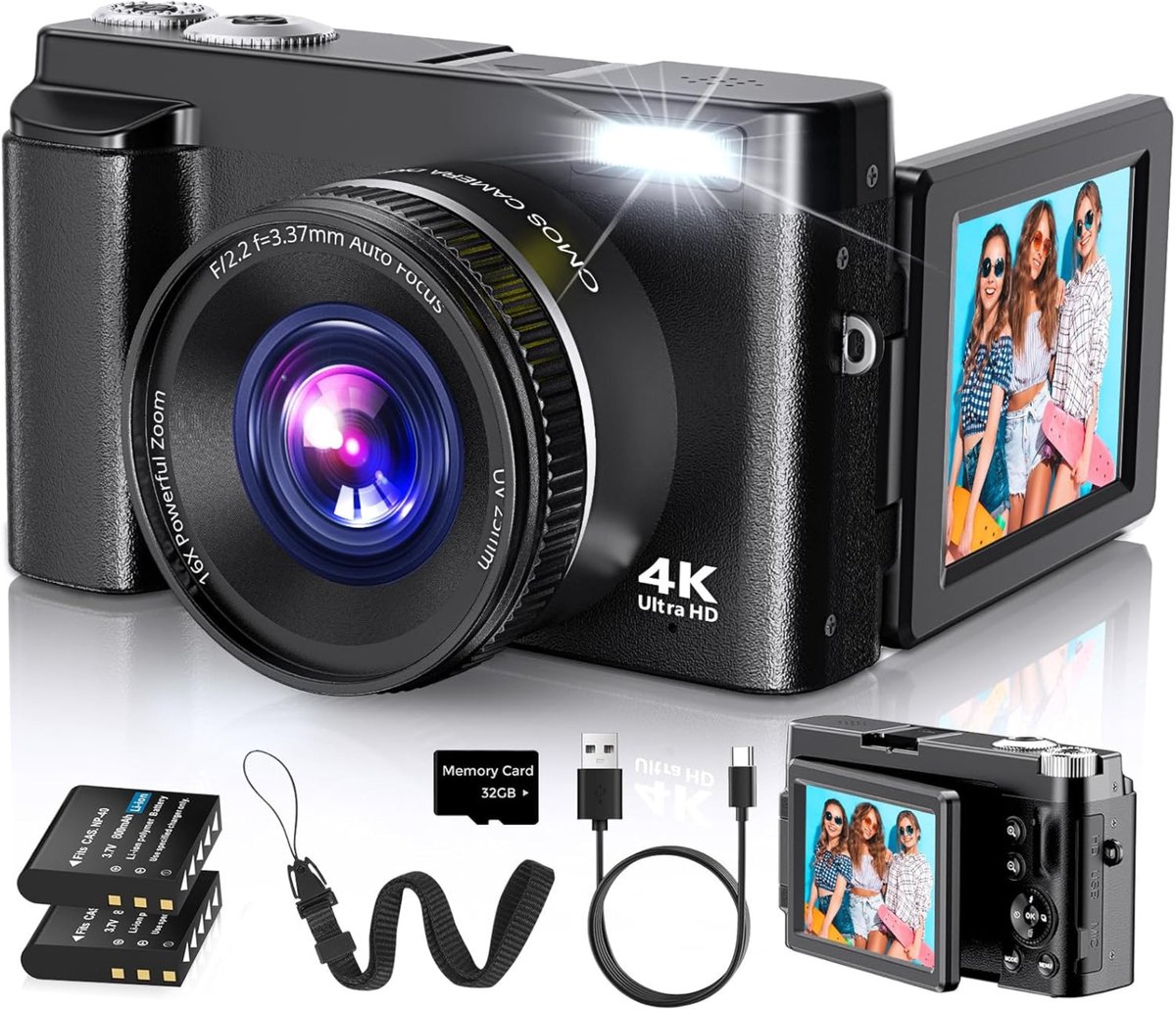 Vizual Digitale Camera - 48MP - 4K 30FPS - incl. 32gb SD kaart + 2 accu’s - Fotocamera - Compact Camera - Vlog Camera - Fototoestel