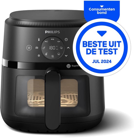 Philips 2000 Series Airfryer - NA220/00 - Kijkvenster - RapidAir - 4.2L - Tot 4 Personen - Zwart