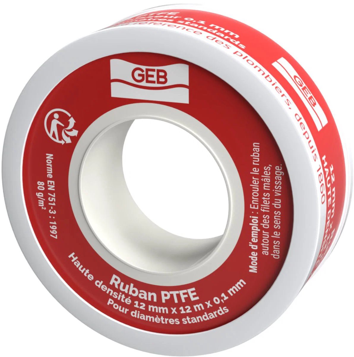 Pool hoge dichtheid PTFE-tape | 12 mm x 12 m x 0,1 mm - GEB