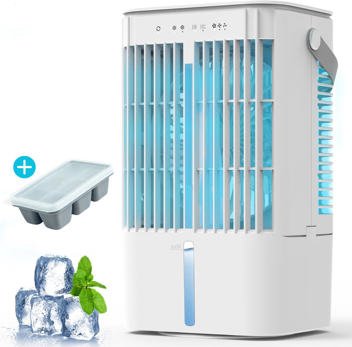 Luumuu® Aircooler Ventilator - Luchtbevochtiger - Draagbare - Portable - Luchtkoeler - Kleine Tafelventilator - Waaier - Ventilatoren - Fan - Air Cooler - Incl. Ijsblokjesvorm