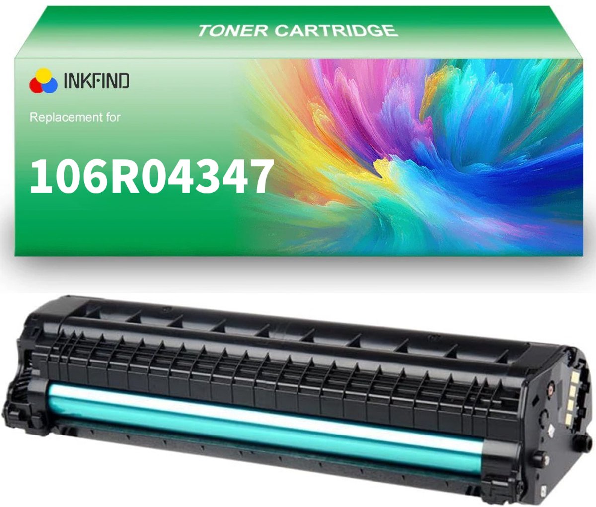 INKFIND 106R04347 Zwart tonercartridge compatibel met Xerox 106R04346 106R04347 106R04348 106R04349 Zwart geschikt voor Xerox B210/B205/B215 - 1-pack Zwart