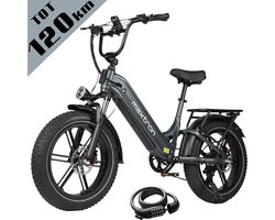 vankel Camel Elektrische Fiets–864Wh Accu–20×4.0 Inch Fatbike Banden–Actieradius tot 120 km–Geüpgrade Hydraulische Schijfremmen met Motoronderbreking–Verende Voorvork met Lock-out (Dubbele Modus) –Shimano 7 Versnellingen–Elektrische Stadsfiets–Grijs