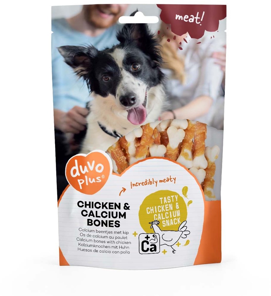 Duvo+ Kip calcium benen kauwsnack 100 g | kauwbotjes met kip 100 gram