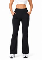 Pantalon évasé - Leggings - Pantalon de Yoga - Décontracté - Avec poches - Femme - Sportif - Élégant - Extensible - Taille haute - Sport - Fitness - Pantalon évasé à poches - Taille M