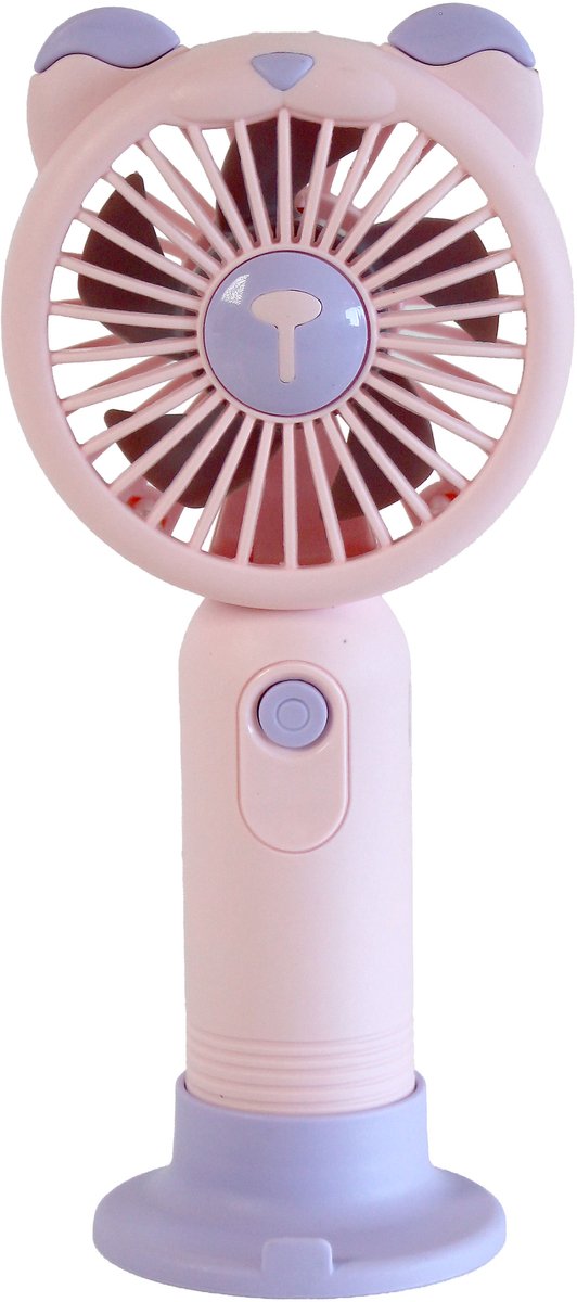 Litalife Handventilator - Draagbaar - USB-C Oplaadbaar - Roze/Paars met Katten Houder