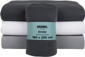HUSH Living - Hoeslaken Jersey - 100% Katoen - 160 Grms - Kreukvrij en Strijkvrij - Rekbaar - Lekker Warm - 180x200+30cm - Antraciet