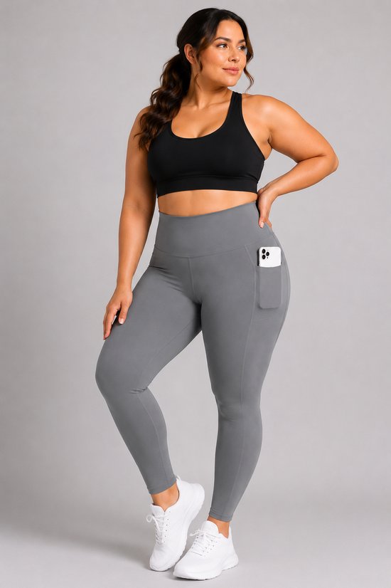 SparkNine Softcurve plus size legging - met zijzakken - 5XL - grijs - zachte stof - ademend - niet doorschijnend — afbeelding 5