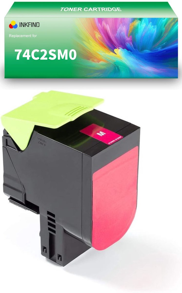 INKFIND 74C2SM0 Magenta tonercartridge compatibel met Lexmark 74C2SM0 Magenta geschikt voor Lexmark CS720de/Lexmark CS720dte/CS725dte/CS725de/CX725de/CX725dhe - 1-pack Magenta