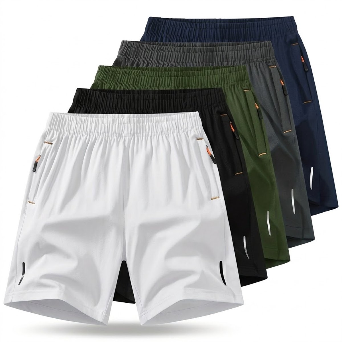 Zwart Wit Donkerblauw Donkergroen heren shorts set sport korte broek met trekkoord casual hardloop fitness training shorts 5 stuks maat M