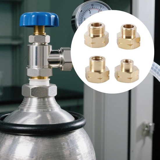 Dailygoods - Set van 4 Koperen Gascilinderadapters voor Vloeibaar Butaangas — afbeelding 2