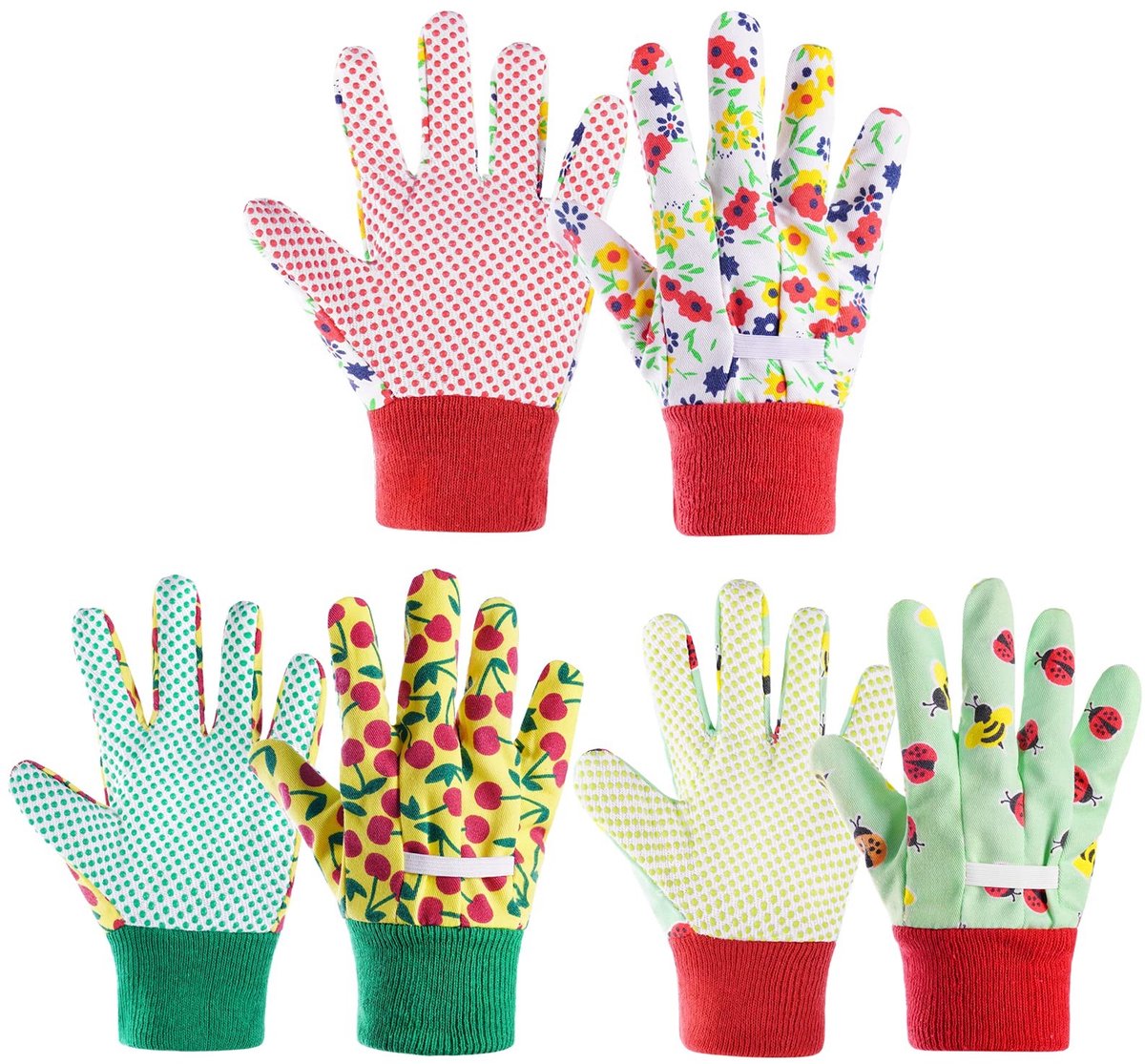 Dailygoods - Dailygoody - Kindertuinwerkhandschoenen - Set van 3 - Antislip - Geschikt voor 3-6 jaar en 7-9 jaar - Tuinieren - Kinderen - Kleuterschool