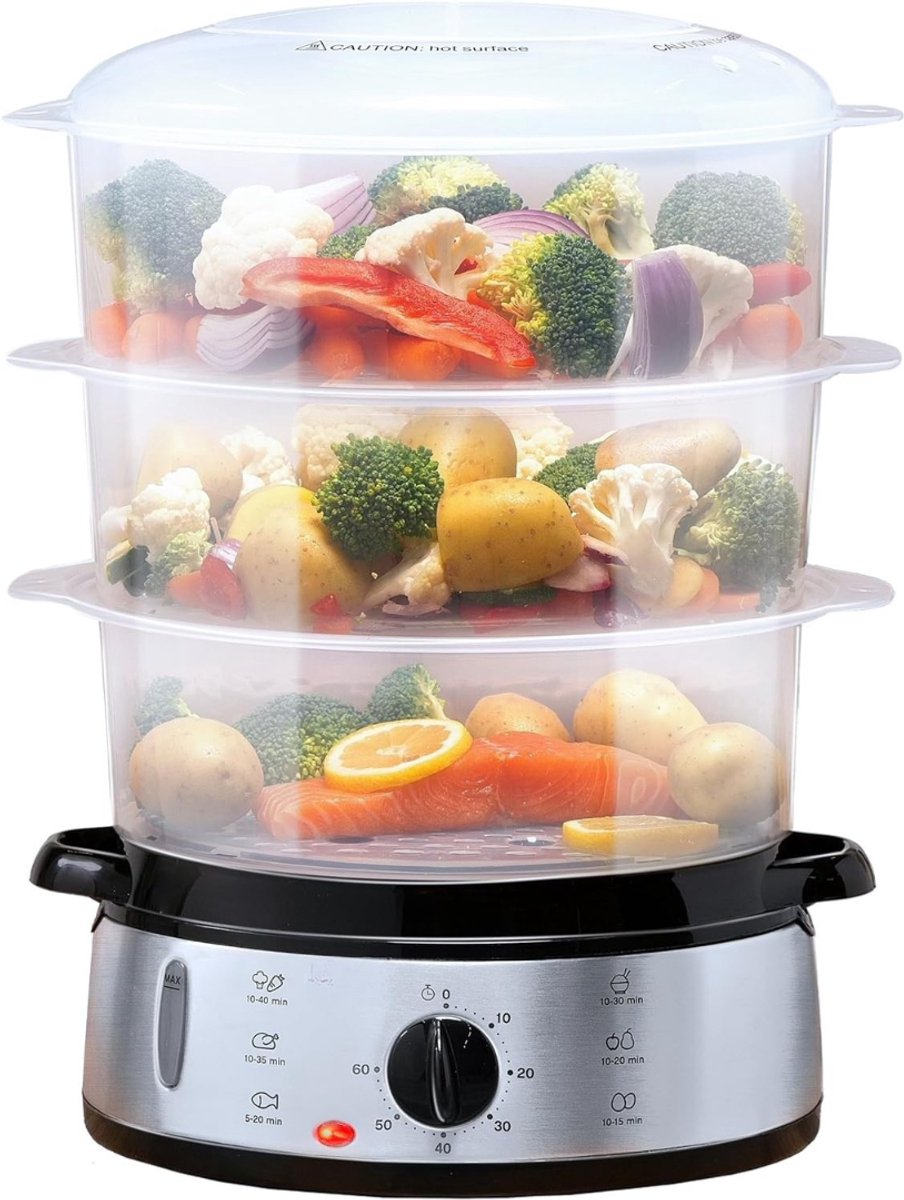 TIM® Stoomkoker - Stoomkokers - Stoompan - Zwart - ‎‎36cm x 26cm x 12cm