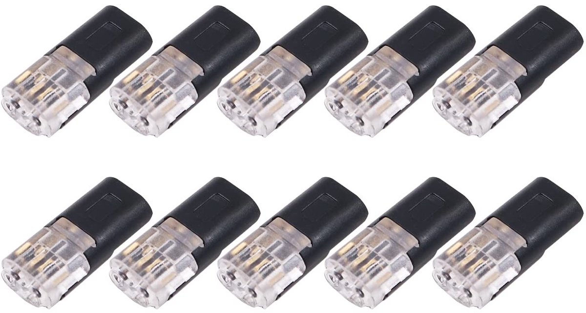 Dailygoods - Dailygoody - Kabel Connectors - 2Pin Laagspanning - Snelle Splice zonder Solderen - 10 Stuks - Draad Connectors - Geschikt voor LED-lichtsnoeren en Au