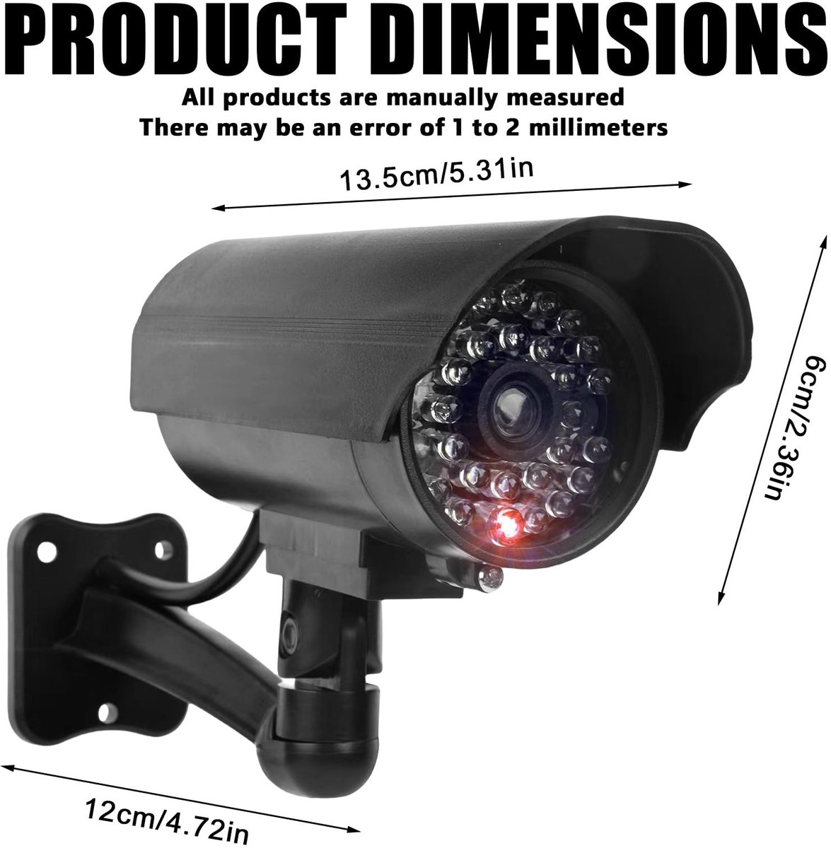 Dailygoods - Dailygoody - Dummy Camera - Nepveiligheidscamera - Afschrikmiddel voor inbrekers - Zwart - Bewakingscamera - Ideaal voor binnen en buiten gebruik