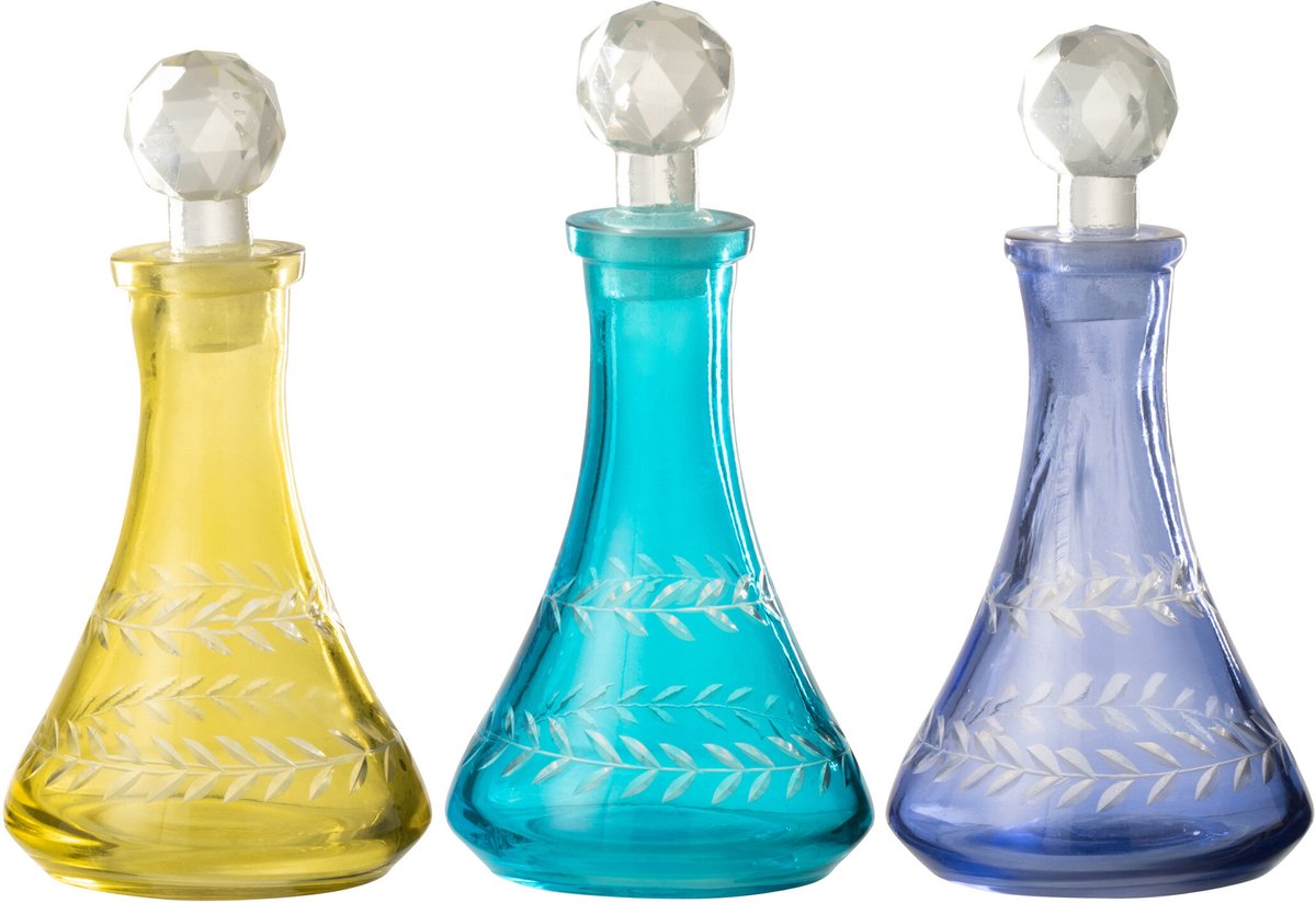 J-Line decoratie Flessen Tarifa - glas - mix - medium - 3 stuks Multi