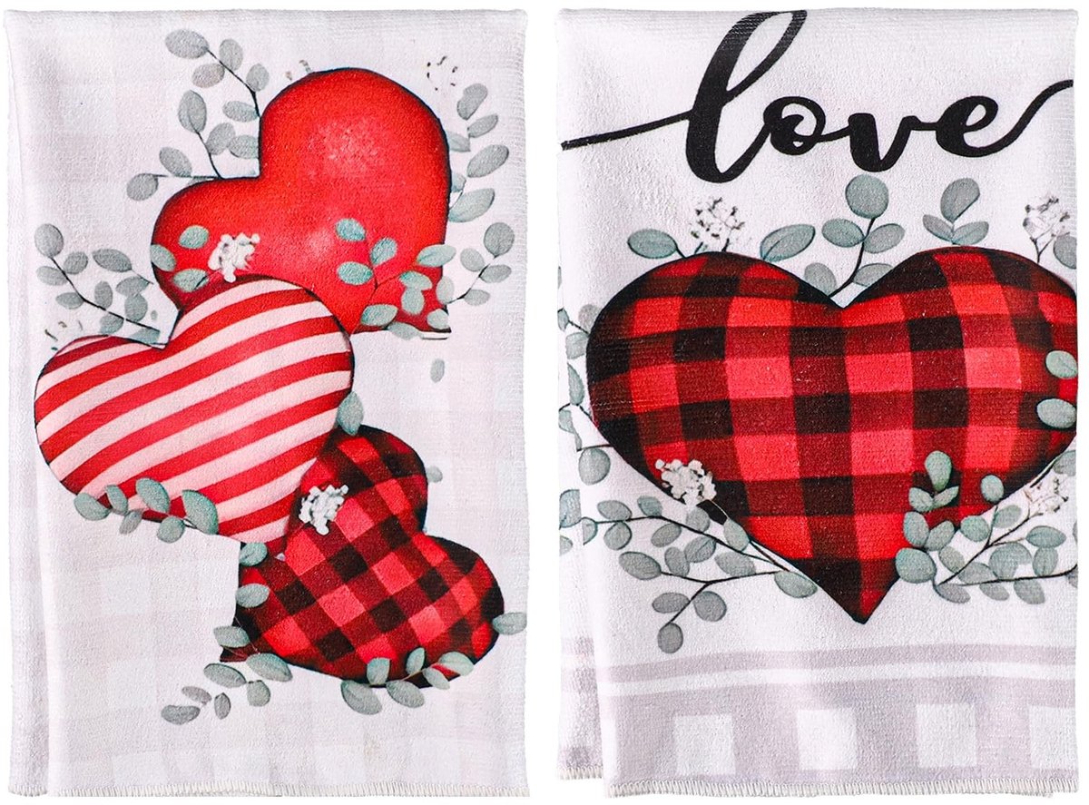 Dailygoods - Set van 2 Valentijns Vaatdoeken 40x60cm
