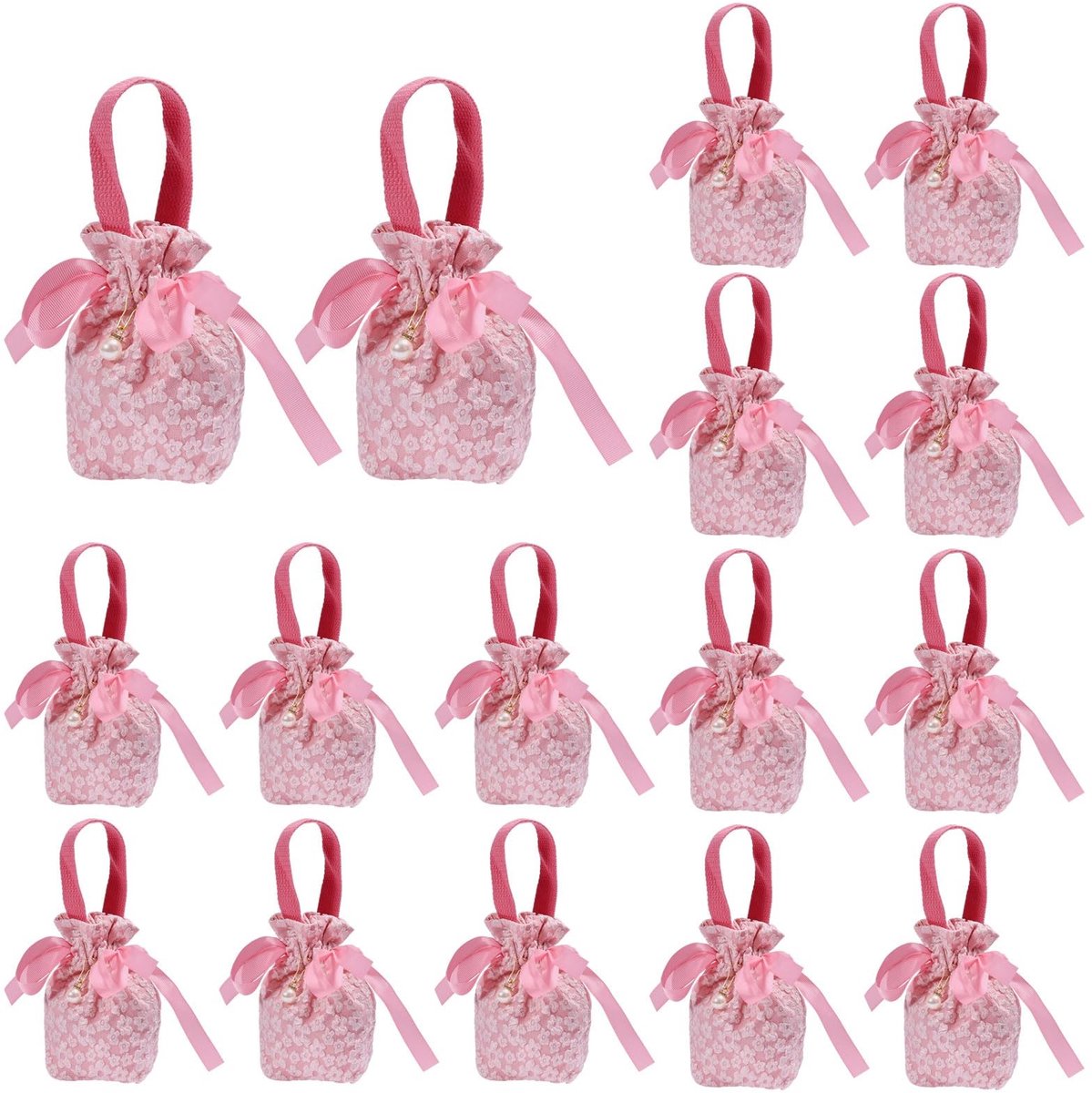 Dailygoods - 16 Stuks Kleine Geschenktasjes met Trekkoord voor Diverse Gelegenheden