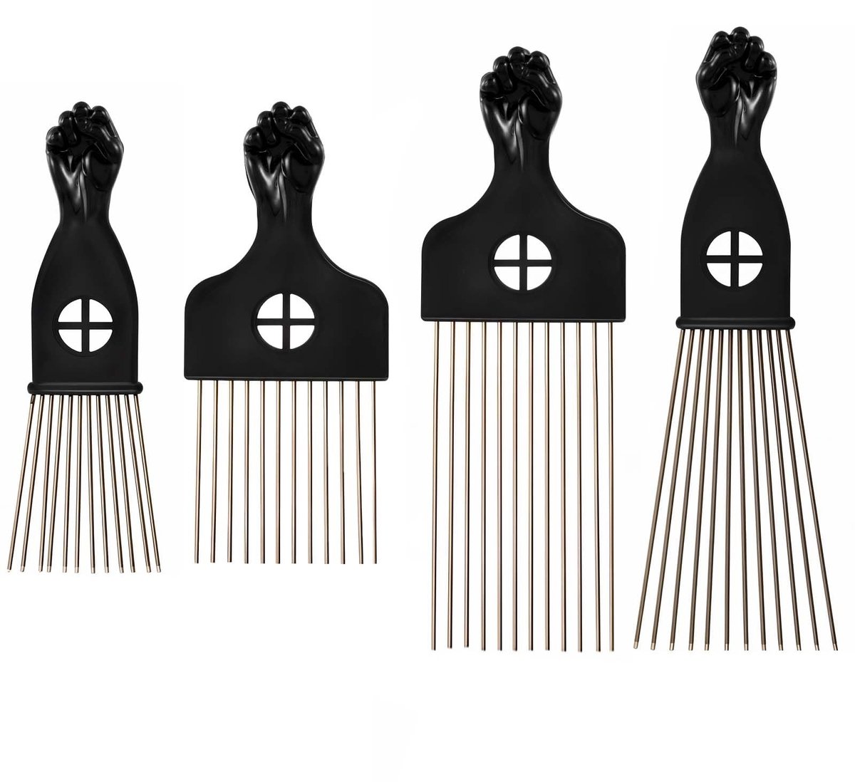 Dailygoods - Set van 4 RVS Haar Picks voor Zwarte Mannen